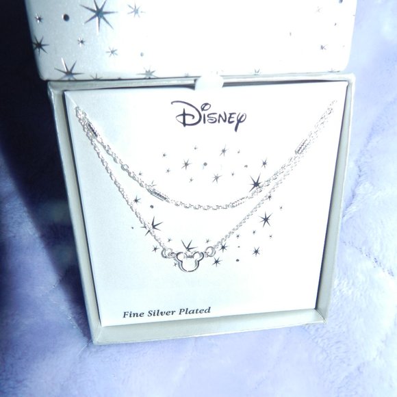 NEW Disney Silver Mickey Mouse Necklace 18" Layered Chain Necklace NWT! - Picture 3 of 10